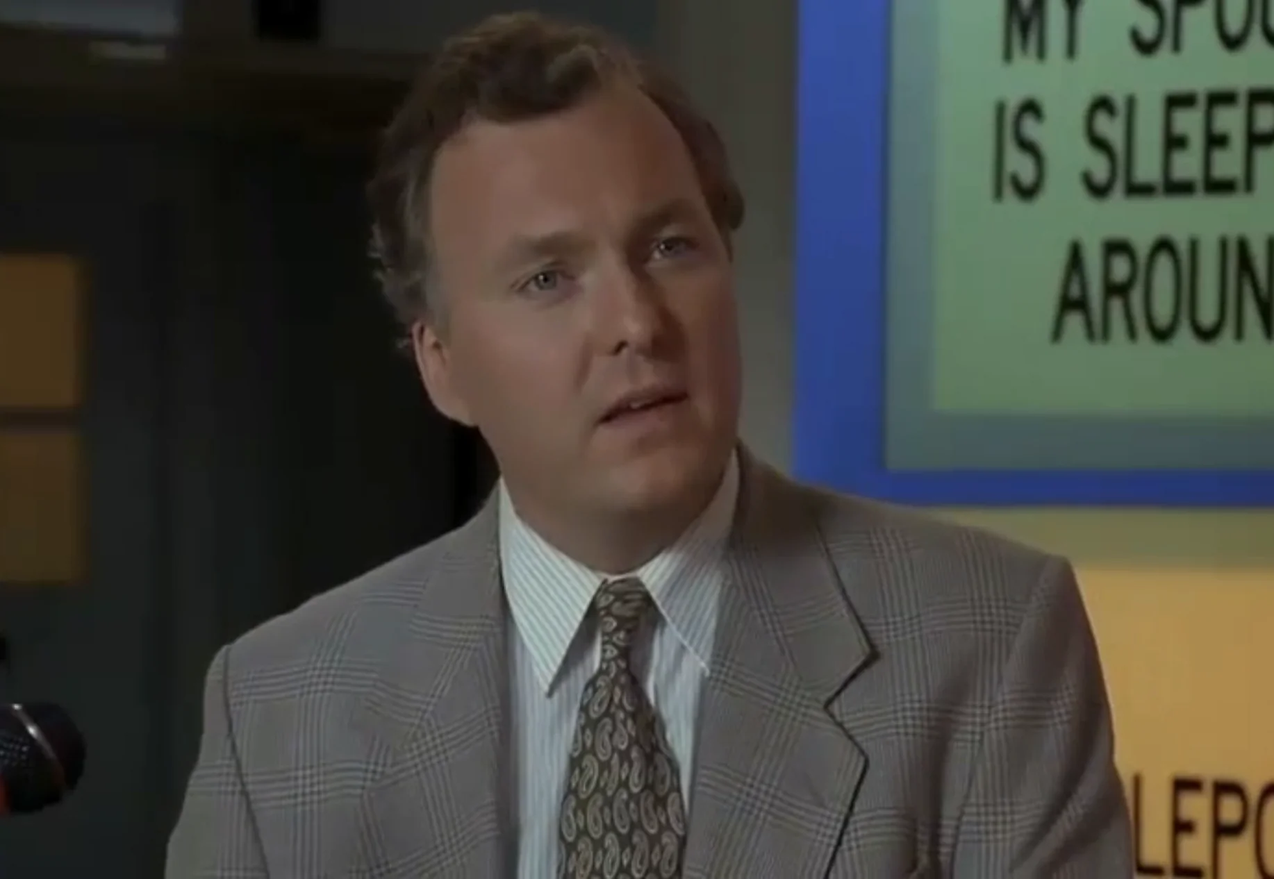 Image depicts Jim Downy playing the role of the principal in Billy Madison