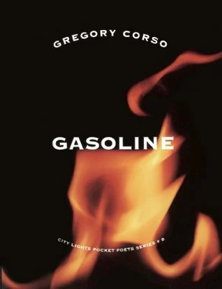 Cover of Gasoline by Gregory Corso. Image of flame on a black background.