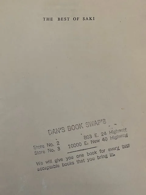 Inside of cover shows store stamp titled Dan's Book Swaps