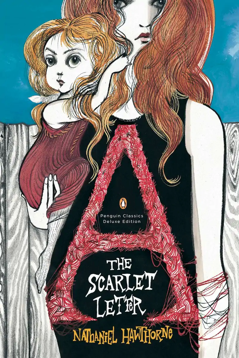 Cover of The Scarlet Letter, with original art by fashion illustrator Ruben Toledo