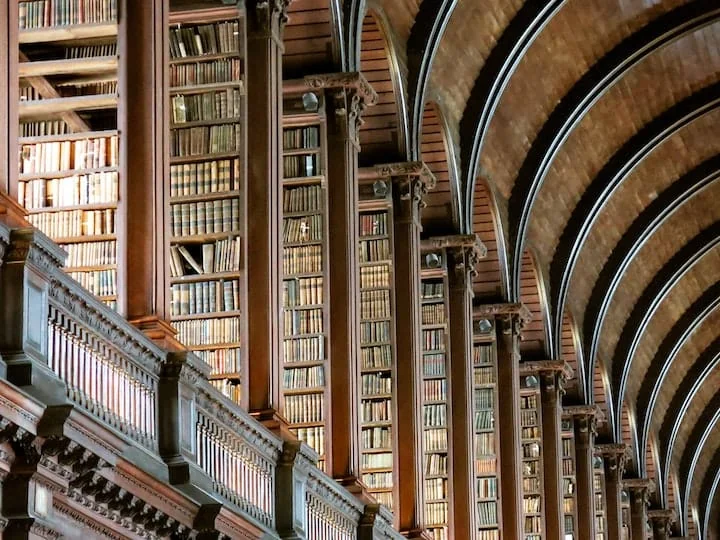 The Long Room Of The Old Library At Trinity College, Dublin, Ireland.
